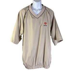 FJ FOOTJOY Men's Short Sleeve Pull-Over Golf Windbreaker Jacket Tan XL